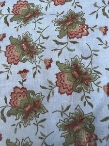 King Bedskirt Blockprint Jacobean Floral John Robshaw Look~w/ Buttoned Corners - Picture 1 of 8