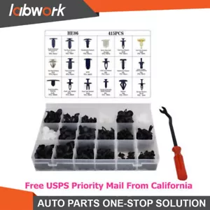 Labwork 415 PCS Plastic Rivets Fastener Fender Bumper Push Pin Clips - Picture 1 of 5