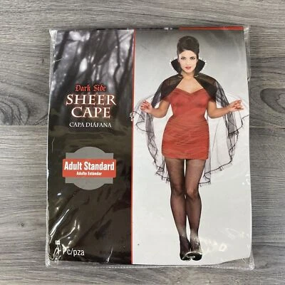 Dark Side Sheer Cape Gothic Black Dress Up Halloween Adult Costume Accessory New - Image 1 of 4