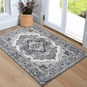 Noahas Front Door Mat Indoor Outdoor Entrance,2X3 Small Grey and Blue Area Rugs  - Picture 1 of 2
