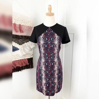 Vestido Diane von Furstenberg Estampado Piel de Serpiente Mezcla de Seda Bloques de Color Talla 6 Nuevo con Etiquetas Foto 1 de 4