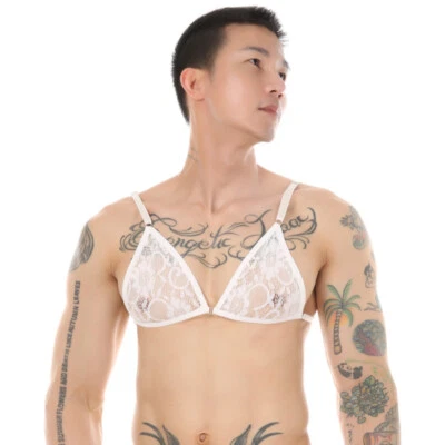 Adult Sissy Transgender Mens Bra Suit Lace Sexy Lingerie Bras Cool Thong Panties - Image 1 of 4