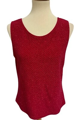 Blusa regata Apostrophe feminina sem mangas vermelha brilhante Chevron elástica tamanho G - Imagem 1 de 4
