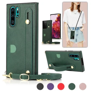 Crossbody Leather Case Card Slot Slim Back Cover for Huawei P30 Lite/P40 Pro - Picture 1 of 41