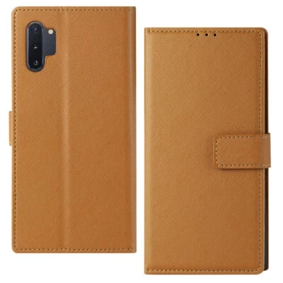 For Samsung Galaxy Note 10+ Plus Wallet Case w/ Card Pocket Holder & Stand Brown - Image 1 of 4