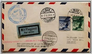 AUSTRIA via GERMANY to USA 1929 ZEPPELIN, Aborted 1st/2nd NA Flight Cover,Nutley - Picture 1 of 4