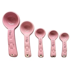 LONGABERGER Ceramic Measuring Spoon Set (set of 5) Dusty Pink - Picture 1 of 3
