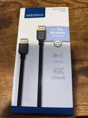 Insignia 6ft Display Port 4K Ultra HD Cable for TVs, Monitors Black New Open Box - Image 1 of 2