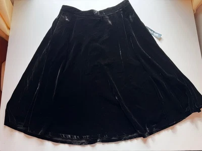 Modcloth Black Velvet Midi A-line Skirt sz 12 NWT - Image 1 of 4