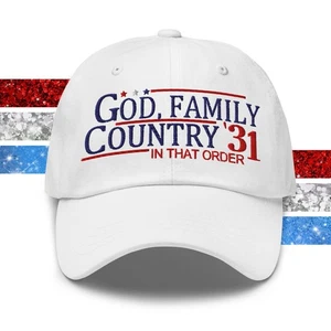 God, Family, Country - in That Order Dad Hat: Christian Faith Embroidered Cap - Picture 1 of 84