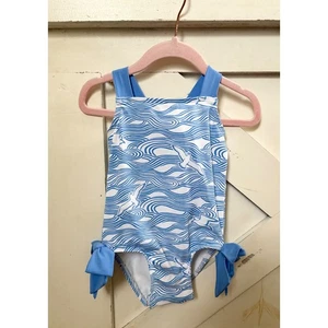 The Beaufort Bonnet Co. Swimsuit Waves Seagulls Bows One-Piece 18-24M Blue - Picture 1 of 6