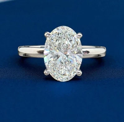 3.00 Ct Solitaire Womens CVD/ Lab Grown Diamond Engagement Ring 10K White Gold - Image 1 of 4