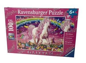 100 Piece Puzzle Kids Girls Glitter Unicorn Ravensburger New sealed - Picture 1 of 6