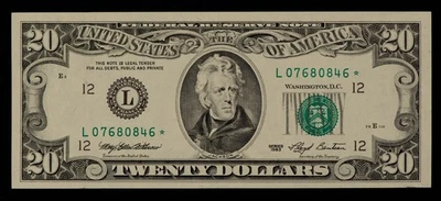 FR 2080-L* $20 1993 Federal Reserve Note US - Star Note - AU - SKU-CA1902 - Image 1 of 2