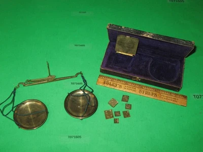 Pelouse Post 1895 Oro Minero Boticario Bolsillo Báscula Pesas y Fibra Caja Foto 1 de 4