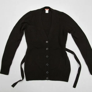 Cárdigan vintage J Crew para mujer pequeño marrón 100 % cachemir con cinturón ajustado Y2K - Imagen 1 de 15