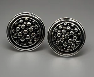 Vintage Napier Silver Tone Double Circle Clip On Earrings  - Picture 1 of 6
