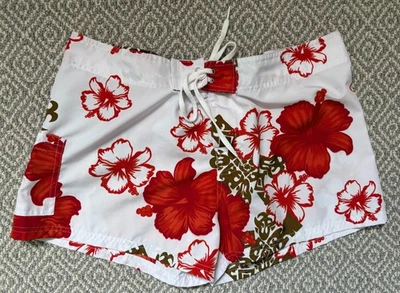 Hawaii Aloha 花卉短裤,红色,尺寸 M L — 第 1/4 张图片