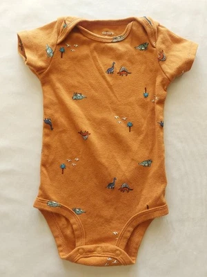 Carter's Infant Baby Boy Orange 1 Pc Dinosaur BodySuit Short Sleeve Size 9M - Image 1 of 4