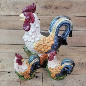 Jay Import Rooster Pitcher & S&P Hand Painted 10” Farmhouse Ceramic Chicken - Picture 1 of 11