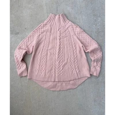 Suéter tejido con cable cuello falso rosa Ann Taylor para mujer talla grande mezcla de lana alpaca Foto 1 de 4