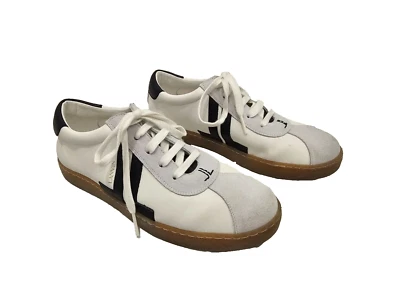 LANVIN Glen Arpege Black & White Low Top Leather Sneaker with Suede Accents - 7 - Image 1 of 4