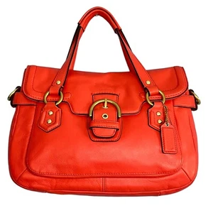 Authentic Coach Orange Campbell Leather Satchel Brass Hardware Buckle F27231 - Picture 1 of 14