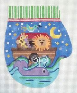 Elizabeth Turner needlepoint HP canvas NOAH's ARK MITTEN X0-146Z 13m 4.5"x5.5" - Picture 1 of 4