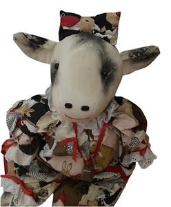 FOLK ART Artisan COW  Plush COUNTRY PRIMITIVE Handmade Farmhouse Craft Fair - Picture 1 of 12