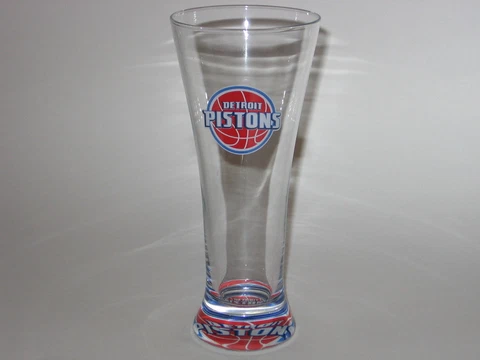Detroit Pistons 12 oz. Flared Logo "Bottoms Up" Pilsner Beer Glass FREE S&H!! Cover