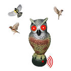 Realistic Owl Decoy Rotating Head Outdoor Garden Repellent Bird Scare W/Sound