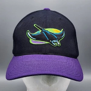 VTG Autographed Wade Boggs MLB Tampa Bay Devil Rays Snapback Hat Cap Blk Purple - Picture 1 of 12