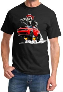 SRT Demon Challenger Biker Skeleton Red Car Design Tshirt NEW - Picture 1 of 2