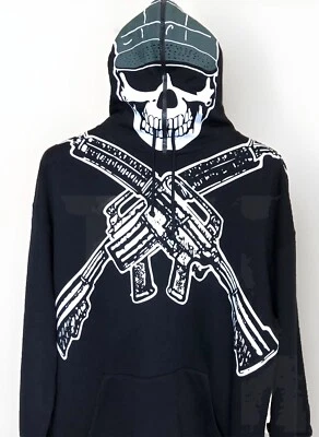 Vetements Skull & Guns Hoodie Marine Infanterie Black Oversized S RRP £980 - Image 1 of 4