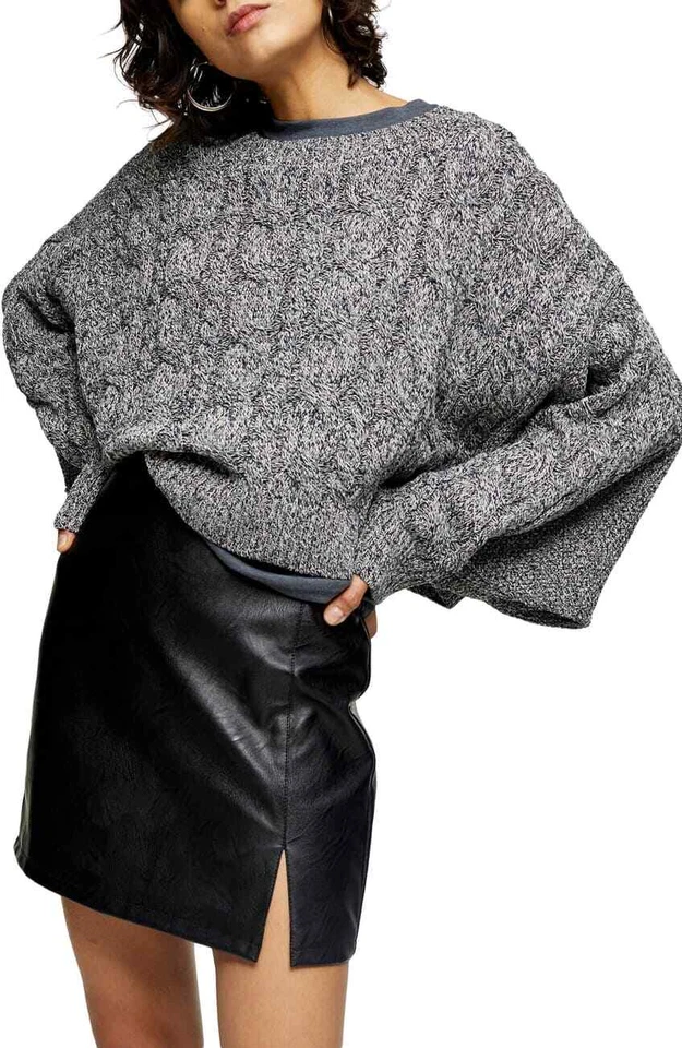 TOPSHOP Womens Cropped Boxy Light Blue Knit Sweater Sz Small 4-6