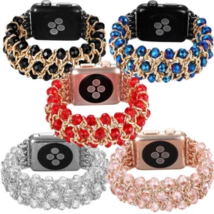 For Apple Watch Series 7 6 5 4 3 2 Band Wrap Beads Elastic Strap Bracelet LUXURY - Picture 1 of 17