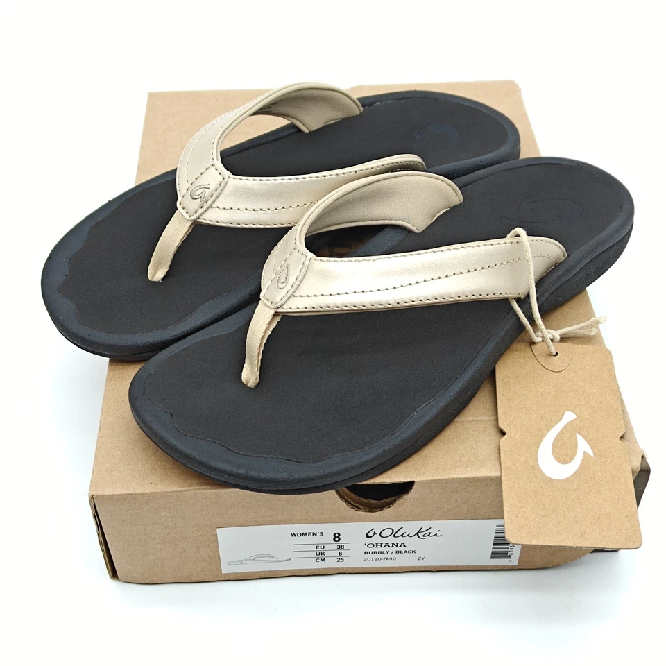 Sandalias doradas para mujer OluKai Ohana 20110-FA40 soporte para arco chanclas fusión talla 7/8 Foto 1 de 4