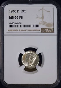 1940 D MERCURY DIME ~ NGC MS66 FB ~ BLAST WHITE HEAD LIGHT ~ FREE Shipping - Picture 1 of 6