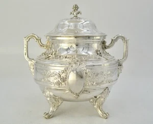 Antique French Sterling Silver Sugar Bowl, France By Tetard Frères, Circa 1900 - Picture 1 of 12