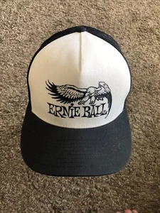 Vintage Ernie Ball Black White Trucker Hat Eagle Yypong Classic Bangladesh NWOT - Picture 1 of 9