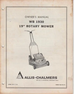 Allis-Chalmers WB 1930 19 inch Rotary Mower Operator's Owner's Manual - Picture 1 of 2