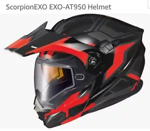 Scorpion EXO-AT950 Red & Black Ellwood Snow Helmet W/Shield Free Shipping - Bild 1 von 2