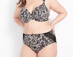 Lane Bryant CACIQUE Cotton High Leg Brief Lace Trim Panty FLORAL Plus 30/32 5X - Picture 1 of 3