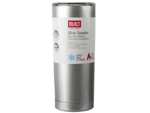BUILT 590 ml Double Walled Insulated Stainless Steel Travel Flasks Mug Silver - Picture 1 of 4