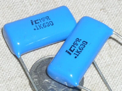 2 ILLINOIS CONDENSADOR MPR METALIZADO POLIPROPILENO PELÍCULA AUDIO .1UF 630V 104 EE. UU. Foto 1 de 4