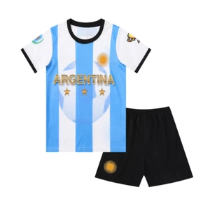 Blue Argentina Flag Kids Boys Youth Sports Athletic Jersey Shirt Shorts Set - Picture 1 of 6