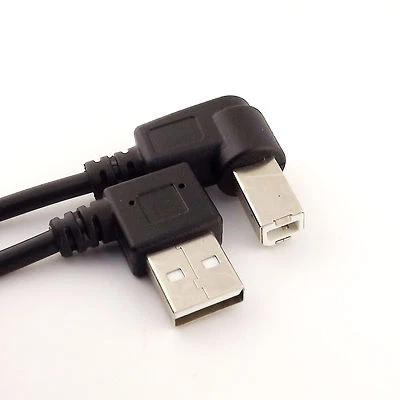 Left Angled 90° USB 2.0 A Male to Right Angled USB 2.0 B Male Printer Cable 50cm - Image 1 of 4