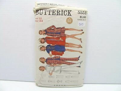 Vntg 1970's Butterick  5551 Misses Sz 12 Pants Skirt Jacket Sewing Pattern #510 - Image 1 of 4