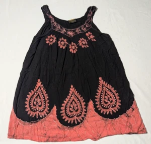 RIMA BEACHWORLD Women One Size Fits All Black Embroidered Viscose Short Sundress - Picture 1 of 14