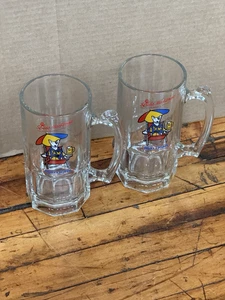 Vintage Spuds Mackenzie Party Animal 8" Glass Beer Mug 32 oz Bud Light Lot of 2 - Picture 1 of 9
